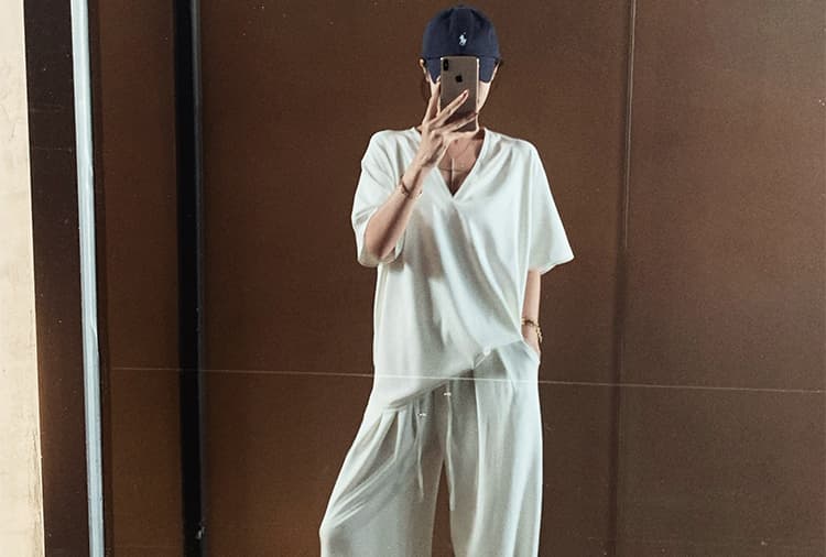 임산부 캐주얼 패션 도루 센스 세트 부드러운 찹쌀 프로 피부 높음 폭탄 슬림해 보이는 V넥 티셔츠 맨위 펌프 로프 허리 와이드 레그 팬츠 상세 이미지 23