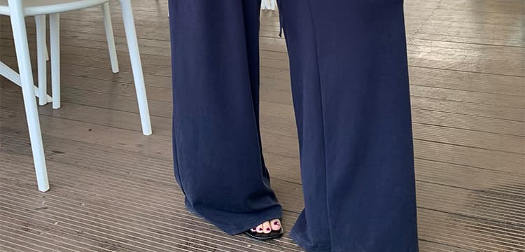 임산부 캐주얼 패션 도루 센스 세트 부드러운 찹쌀 프로 피부 높음 폭탄 슬림해 보이는 V넥 티셔츠 맨위 펌프 로프 허리 와이드 레그 팬츠 상세 이미지 66