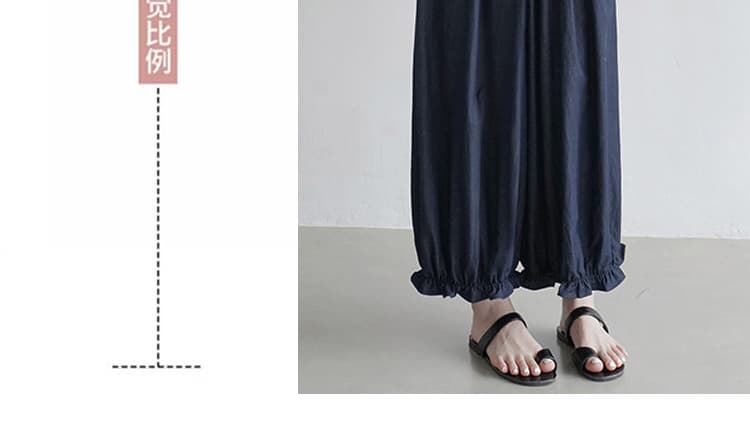 지금 임산부 여름 프릴 꽃밭 바지 얇은 스타일 속도 건조한 루즈핏 슬림해 보이는 작은 키 밴딩 9 포인트 캐주얼 바지 상세 이미지 12