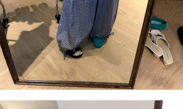 임산부 여름 루즈핏 느긋한 바람 참나무 늑골 명중 가져 가라. 회색 체크무늬 바지 고급 센스 착용 가져 가라. 외출용 다용도 외국 가스 상세 이미지 18