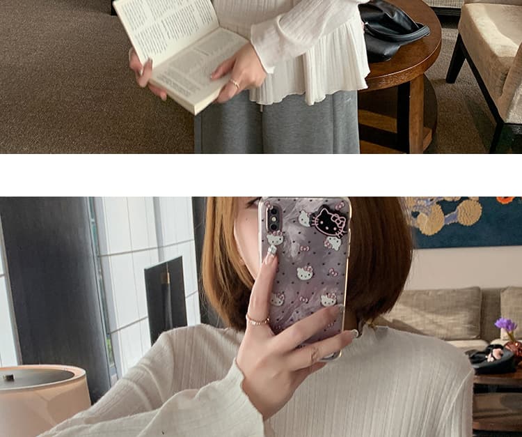 임산부 2026 새로운 반하이넥 작은 치마 기본 셔츠 가을 겨울철 빅 사이즈 루즈핏 슬림해 보이는 인사이드 가져 가라. 긴팔 맨위 상세 이미지 32