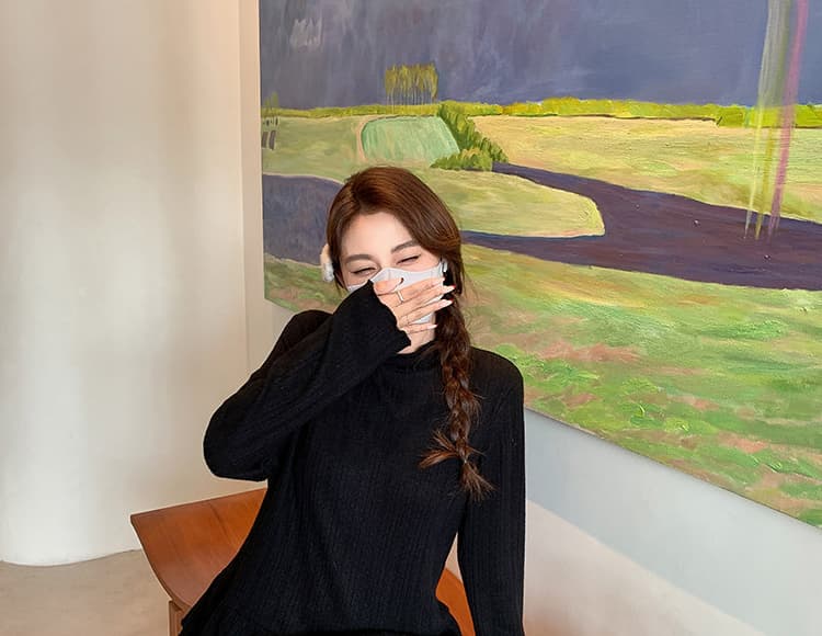 임산부 2026 새로운 반하이넥 작은 치마 기본 셔츠 가을 겨울철 빅 사이즈 루즈핏 슬림해 보이는 인사이드 가져 가라. 긴팔 맨위 상세 이미지 50