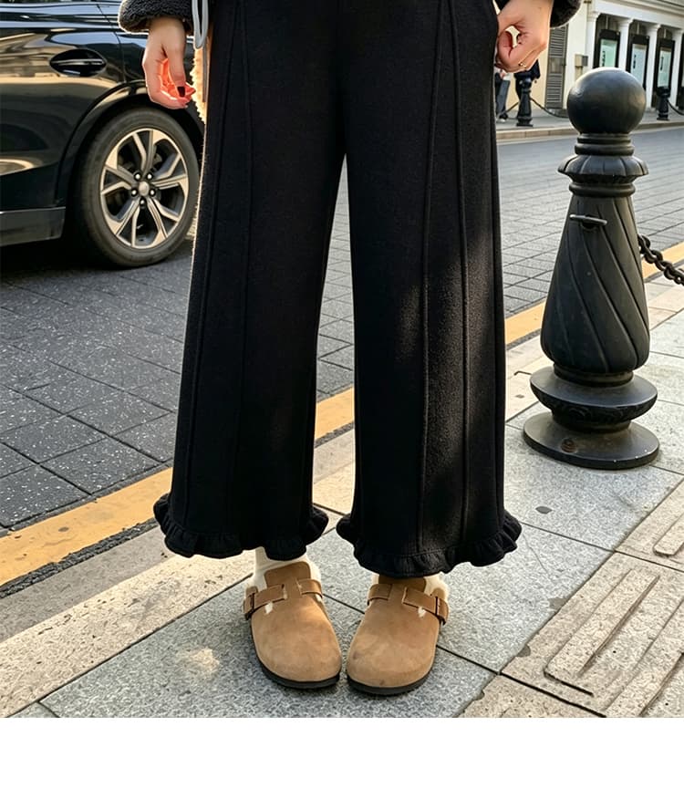 가을 겨울 새로운 작은 키 두꺼운 루즈핏 빅 사이즈 스트레이트 9부 바지 슬림해 보이는 디자인 센스 프릴 없음 흔적 허리 상세 이미지 42