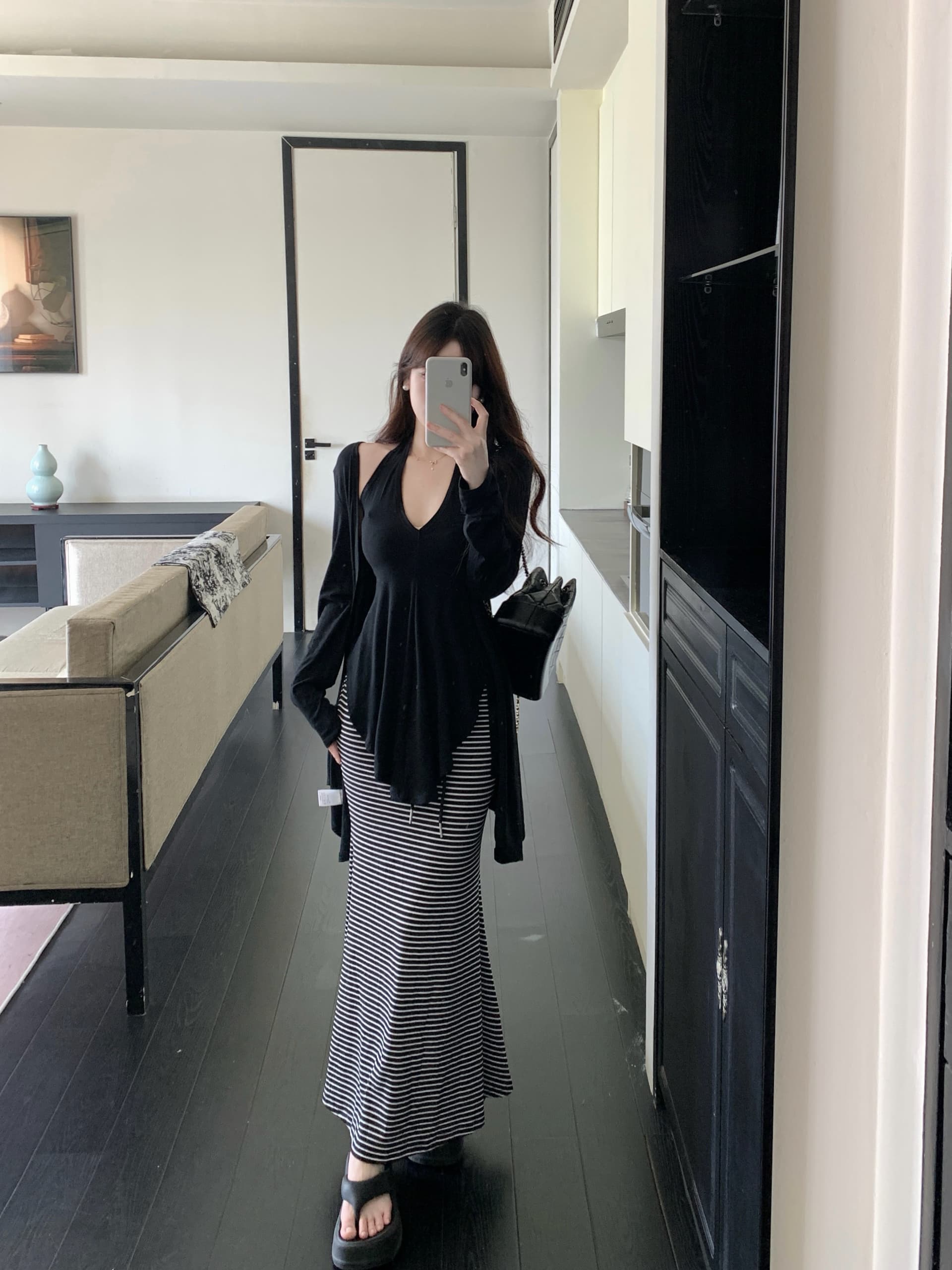 실사 빅 사이즈 프랑스식 품격 세트 여성 여름 마이크로 지방 행침 목 슬립 오픈 가디건 슬림해 보이는 맨위 인어 꼬리 반 스커트