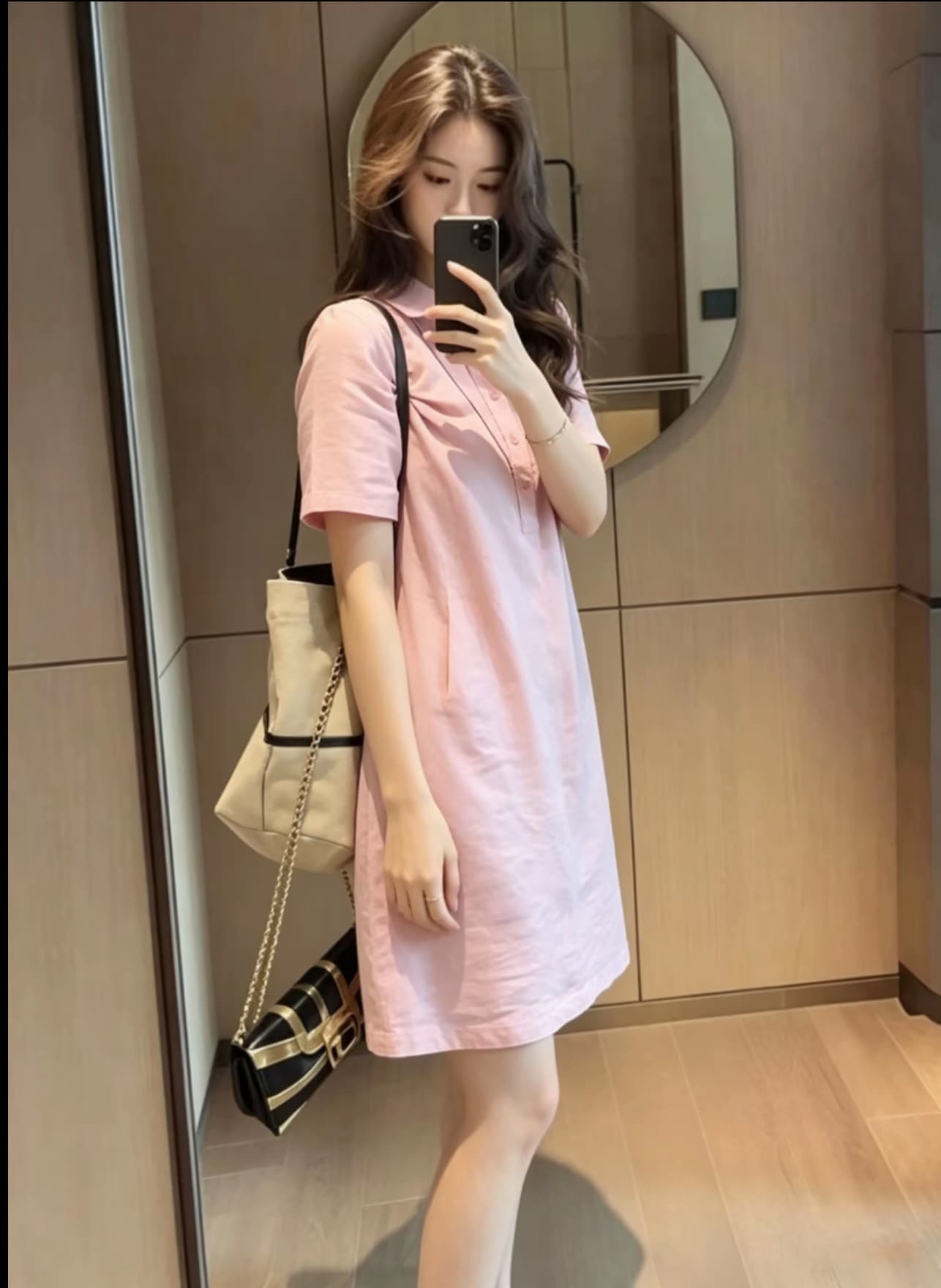 빅 사이즈 여성 의류 POLO 칼라 반팔 캐주얼 드레스 2026 새로운 인기 폭발 그레이트 멋진 롱 코트 치마 이미지 2