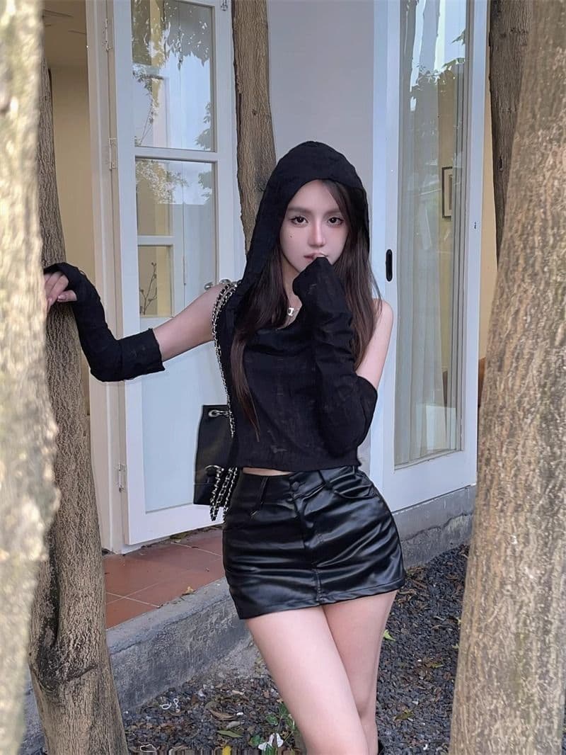 원본 찢어진 부분 천 불모지 바람 찢어진 부분 디자인 센스 후드 소매 커버 티셔츠 여성 조끼 달콤한 매운맛 쇼트 스타일 맨위 상세 이미지 14