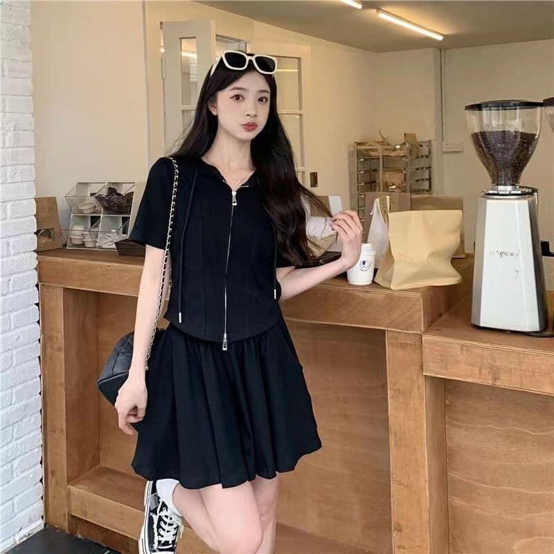 통통한 여동생 캐주얼 운동복 세트 여성 여름 드레스 지방 mm 슬림해 보이는 표지 고기 루즈핏 넓은 다리가 짧다. 바지 투피스 세트 상세 이미지 3