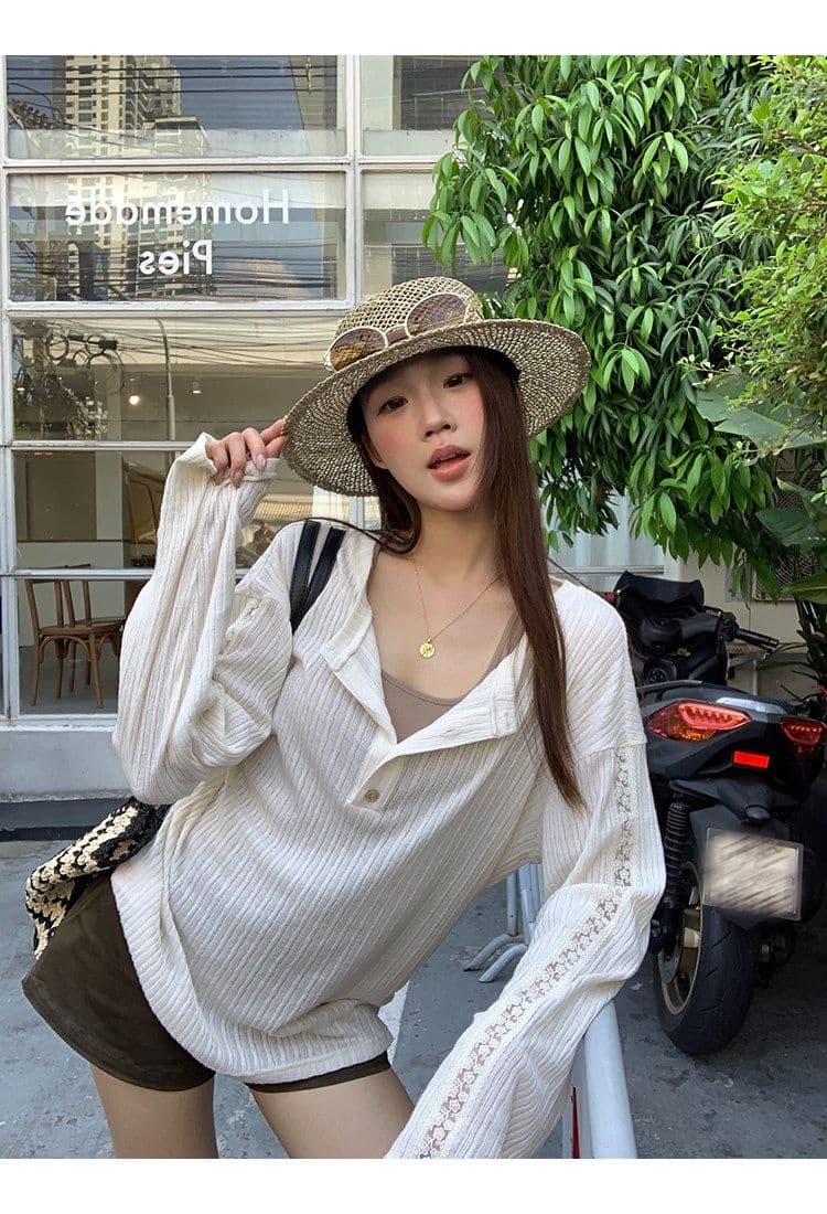 원본 자카드 원단 자외선 차단 블라우스 여성 여름 긴팔 티셔츠 한 부서 작은 대중 디자인 센스 맨위 여성