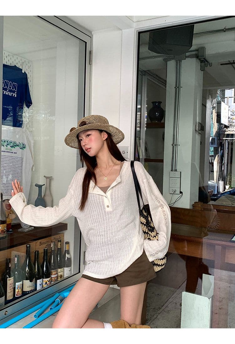 원본 자카드 원단 자외선 차단 블라우스 여성 여름 긴팔 티셔츠 한 부서 작은 대중 디자인 센스 맨위 여성 상세 이미지 6