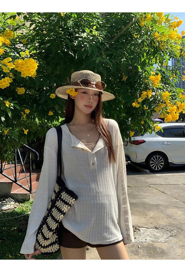 원본 자카드 원단 자외선 차단 블라우스 여성 여름 긴팔 티셔츠 한 부서 작은 대중 디자인 센스 맨위 여성 상세 이미지 9