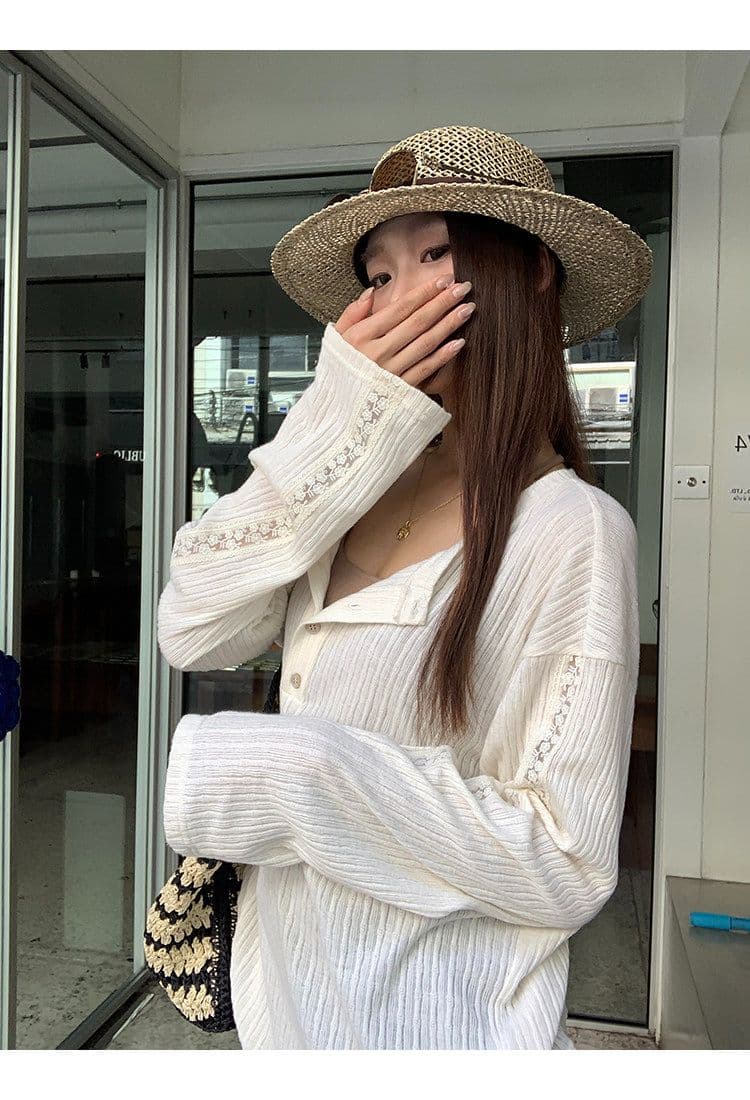 원본 자카드 원단 자외선 차단 블라우스 여성 여름 긴팔 티셔츠 한 부서 작은 대중 디자인 센스 맨위 여성 상세 이미지 15