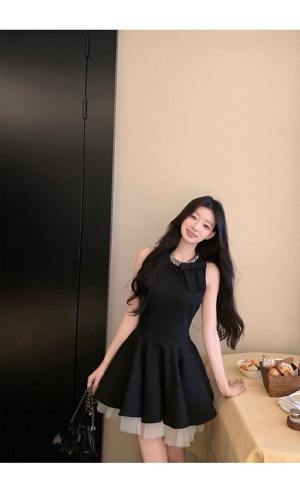 천 금빛 바람 작은 검은 드레스 여성 드레스 여름 고급 센스 생일 party 작은 행사 치마 슬림해 보이는 민소매 조끼 스커트 상세 이미지 18