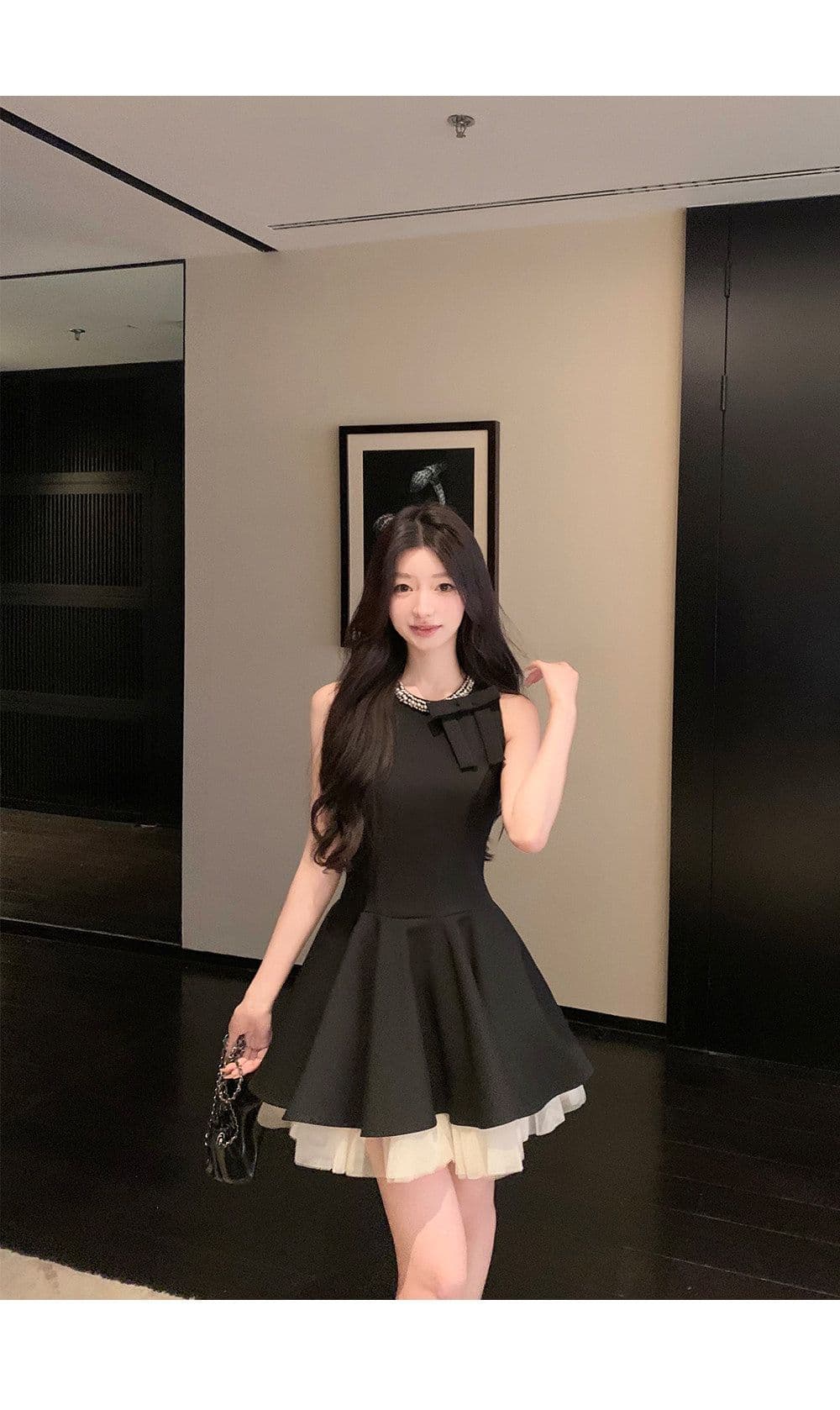 천 금빛 바람 작은 검은 드레스 여성 드레스 여름 고급 센스 생일 party 작은 행사 치마 슬림해 보이는 민소매 조끼 스커트 상세 이미지 26