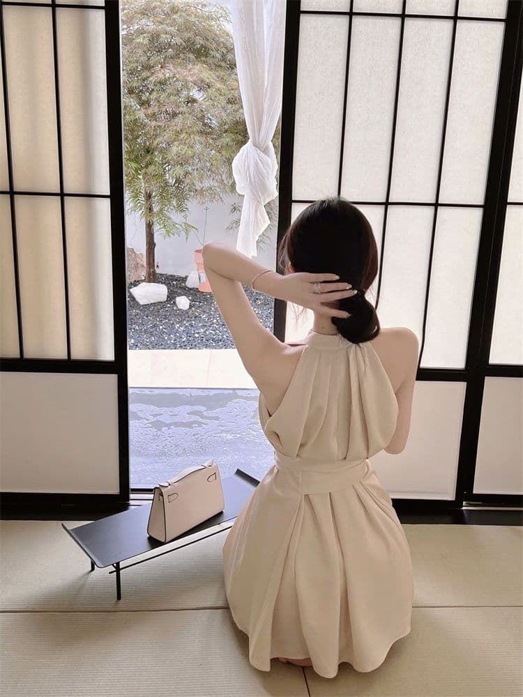 고급 센스 민소매 여성 드레스 여름 프랑스식 오프숄더 섹시함 명문 여성 품격 허리 수축 스트랩 짧은 치마 상세 이미지 2