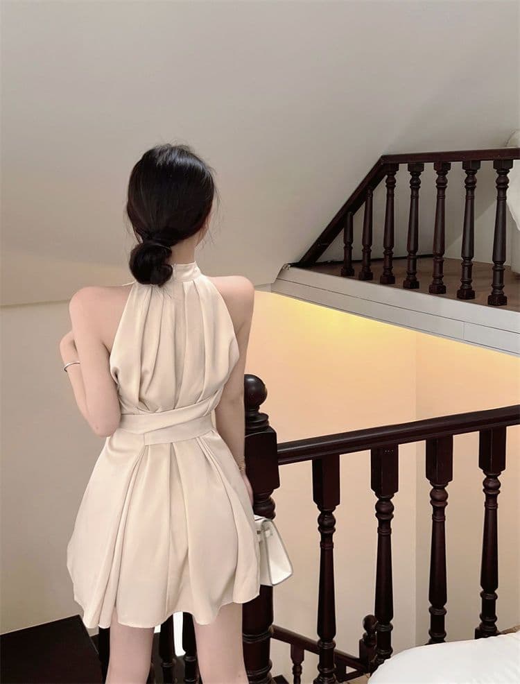 고급 센스 민소매 여성 드레스 여름 프랑스식 오프숄더 섹시함 명문 여성 품격 허리 수축 스트랩 짧은 치마 상세 이미지 7