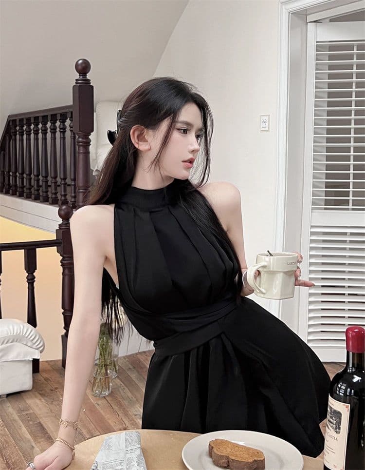 고급 센스 민소매 여성 드레스 여름 프랑스식 오프숄더 섹시함 명문 여성 품격 허리 수축 스트랩 짧은 치마 상세 이미지 12