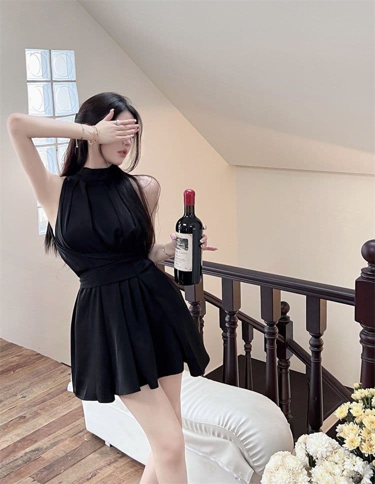고급 센스 민소매 여성 드레스 여름 프랑스식 오프숄더 섹시함 명문 여성 품격 허리 수축 스트랩 짧은 치마 상세 이미지 17