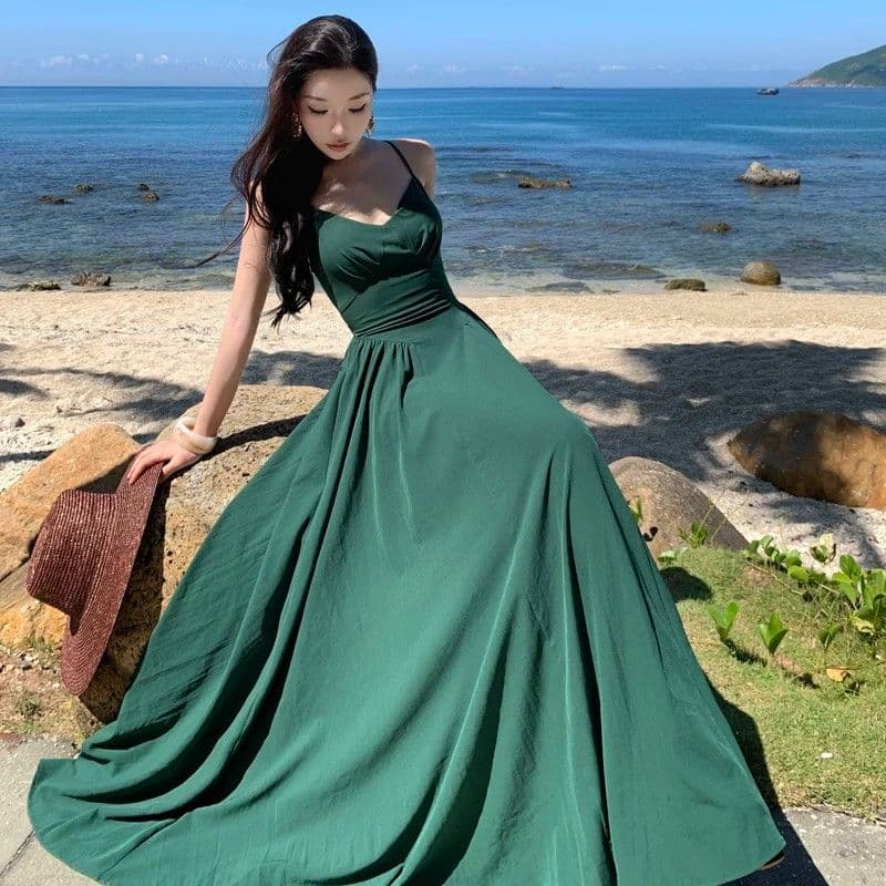 섹시함 스트랩 백리스 슬립 여성 드레스 여름 휴가 치마 몸매 가꾸기 허리 수축 치마 디자인 센스 한 마디 롱 스커트 이미지 4
