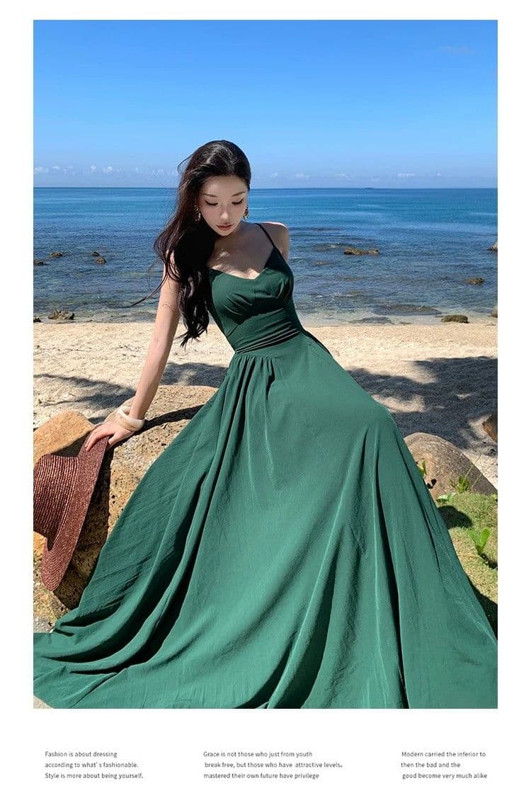 섹시함 스트랩 백리스 슬립 여성 드레스 여름 휴가 치마 몸매 가꾸기 허리 수축 치마 디자인 센스 한 마디 롱 스커트 상세 이미지 4