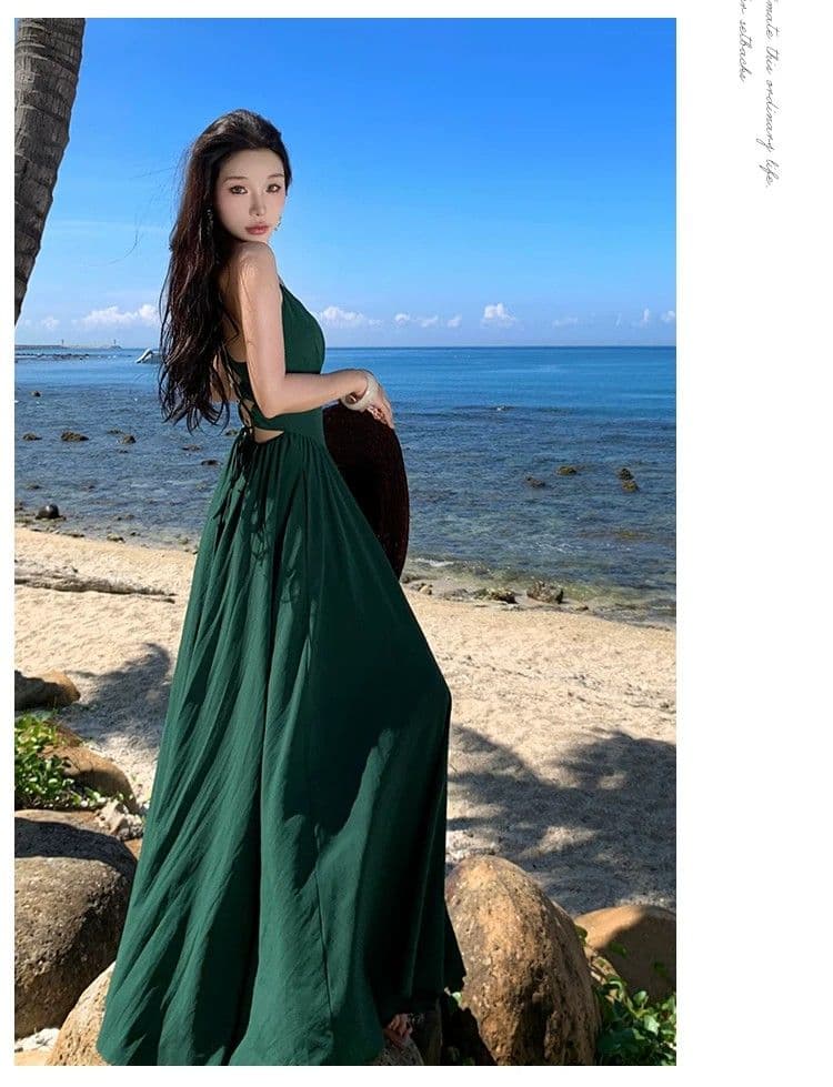 섹시함 스트랩 백리스 슬립 여성 드레스 여름 휴가 치마 몸매 가꾸기 허리 수축 치마 디자인 센스 한 마디 롱 스커트 상세 이미지 10