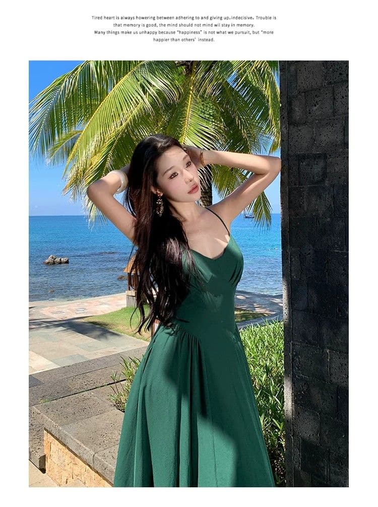 섹시함 스트랩 백리스 슬립 여성 드레스 여름 휴가 치마 몸매 가꾸기 허리 수축 치마 디자인 센스 한 마디 롱 스커트 상세 이미지 12