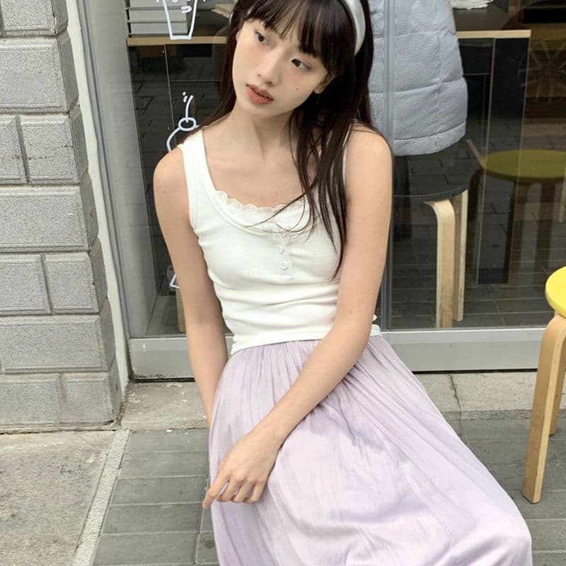 레이스 레이스 페이크 레이어드 단어 조끼 여름 새로운 다용도 몸매 가꾸기 유럽 만약 바람 순수한 욕망 맨위 상세 이미지 8