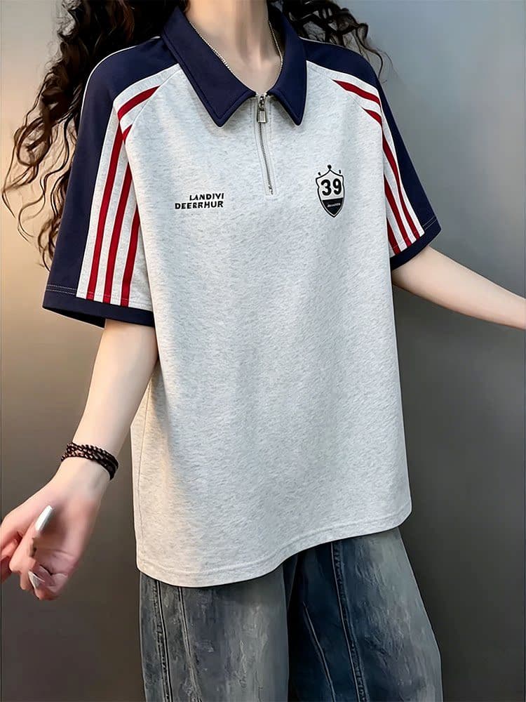 레트로 발견하다 트렌디 광장 POLO 셔츠 2026 새로운 루즈핏 캐주얼 티셔츠 여름 남녀 무거운 반팔 조수 브랜드 맨위 상세 이미지 1