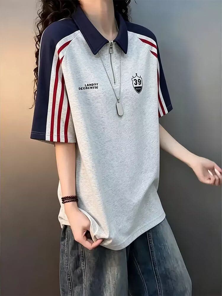 레트로 발견하다 트렌디 광장 POLO 셔츠 2026 새로운 루즈핏 캐주얼 티셔츠 여름 남녀 무거운 반팔 조수 브랜드 맨위 상세 이미지 3
