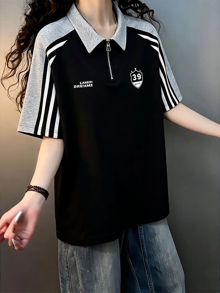 레트로 발견하다 트렌디 광장 POLO 셔츠 2026 새로운 루즈핏 캐주얼 티셔츠 여름 남녀 무거운 반팔 조수 브랜드 맨위 상세 이미지 4