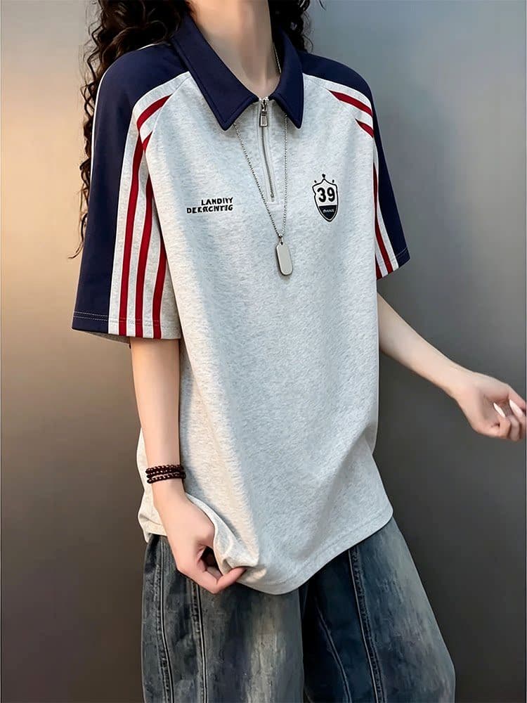 레트로 발견하다 트렌디 광장 POLO 셔츠 2026 새로운 루즈핏 캐주얼 티셔츠 여름 남녀 무거운 반팔 조수 브랜드 맨위 상세 이미지 7