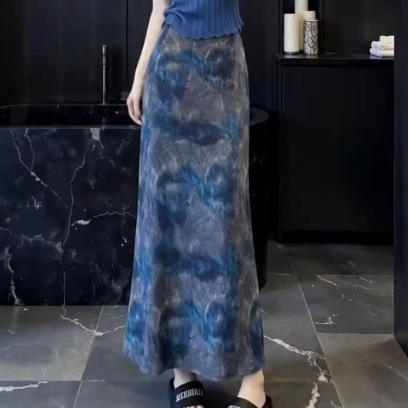 한 부서 레트로 패치워크 파란색 니트 반팔 티셔츠 여성 여름 몸매 가꾸기 슬림해 보이는 디자인 센스 다용도 캐주얼 맨위 상세 이미지 4
