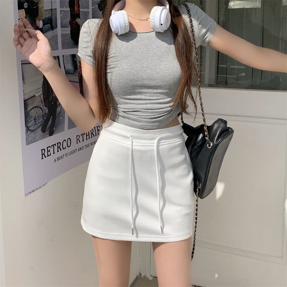 후드티 운동 반신 미니 스커트 여성 새로운 A라인 스커트 핑크색 하프 치마 이른 봄 착용 가져 가라. 타이트 스커트 웨이 치마 상세 이미지 2