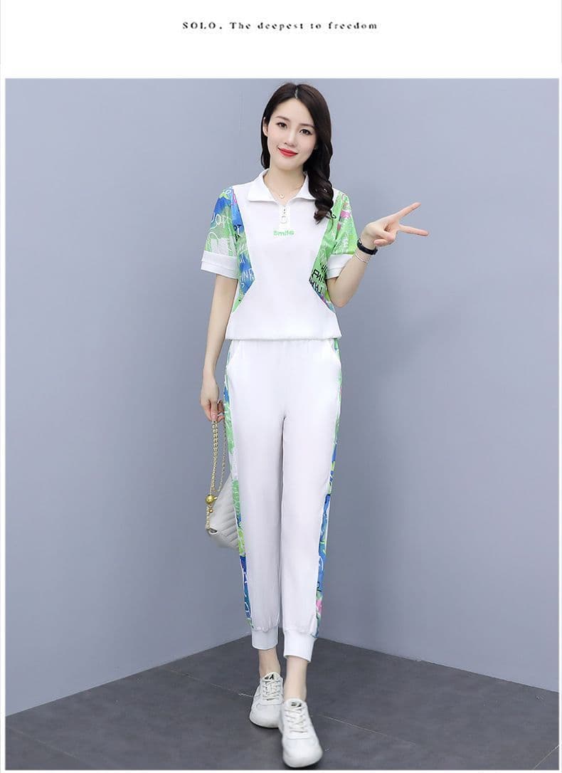 패션 캐주얼 스포츠 슈트 여성 2026 여름 새로운 슬림해 보이는 맨위 조거 바지 투피스 세트 트렌디 761# 상세 이미지 14