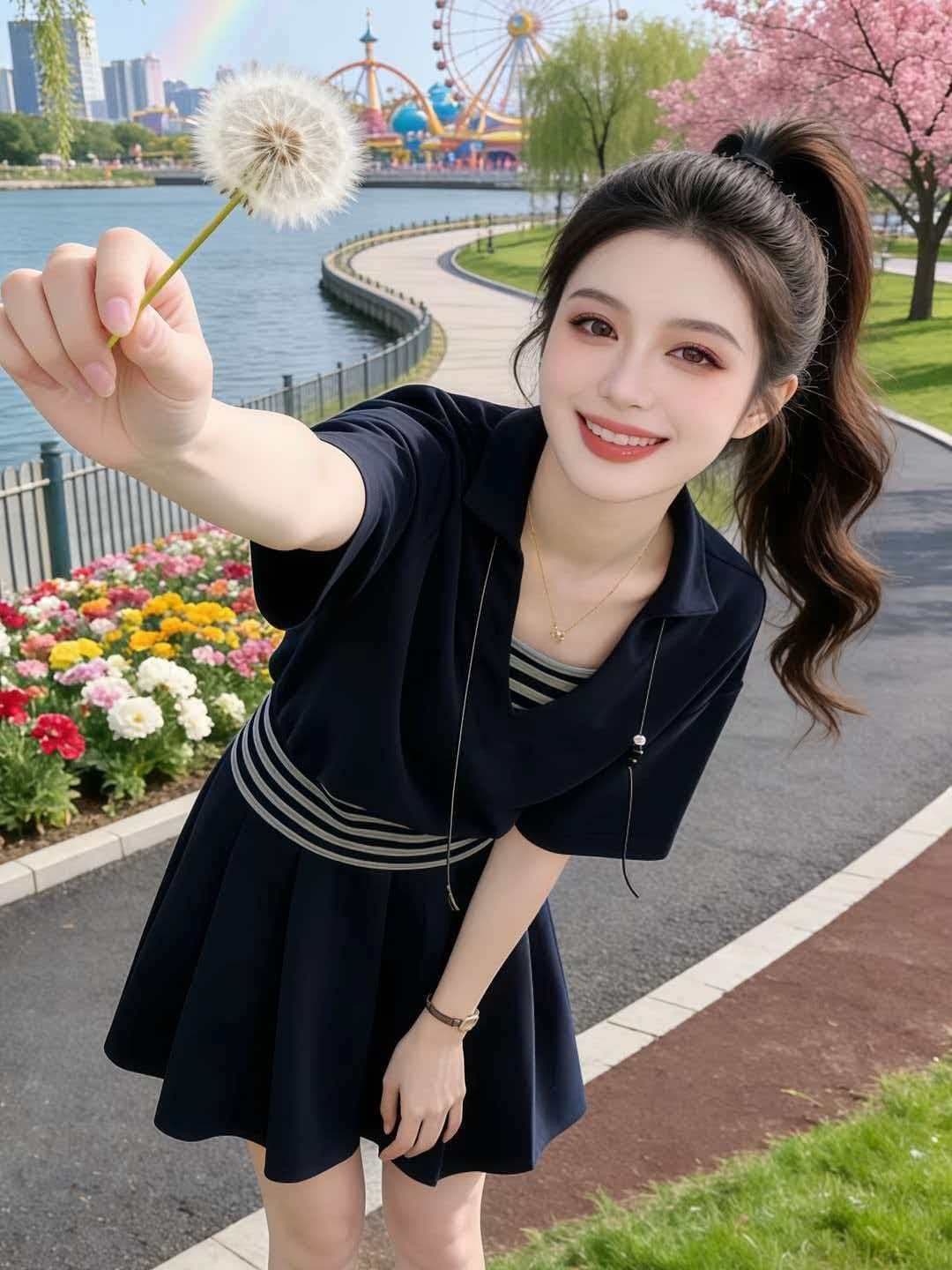 한 부서 패션 연령 감소 운동복 세트 여성 여름 학생 루즈핏 페이크 레이어드 반팔 미니 스커트 캐주얼 투피스 세트 상세 이미지 9