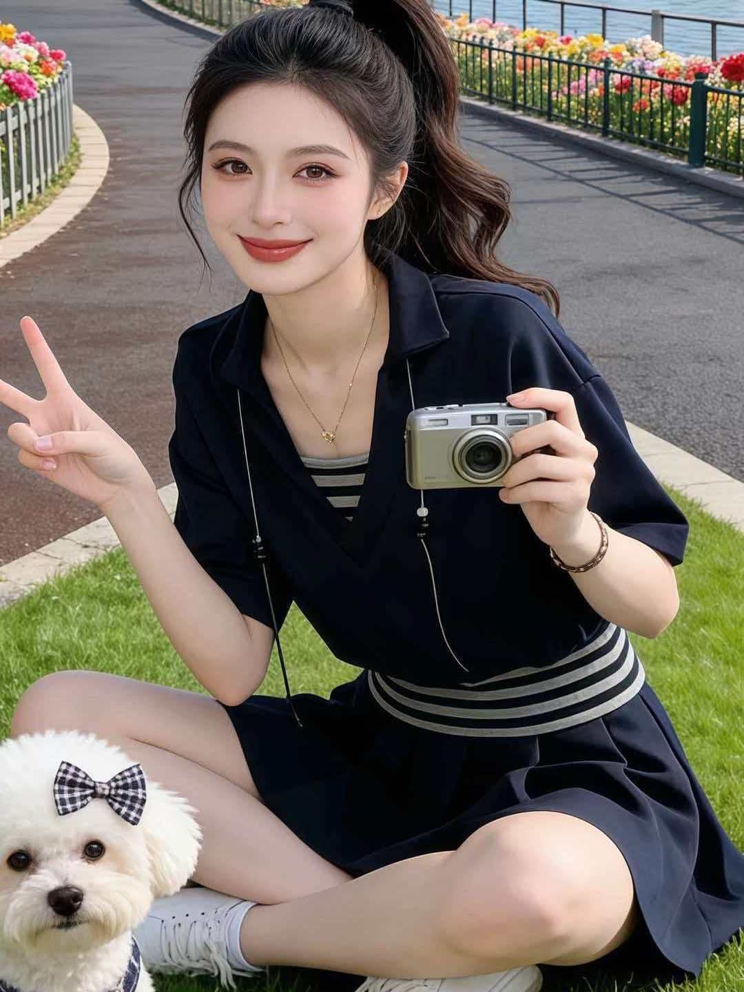 한 부서 패션 연령 감소 운동복 세트 여성 여름 학생 루즈핏 페이크 레이어드 반팔 미니 스커트 캐주얼 투피스 세트 상세 이미지 10