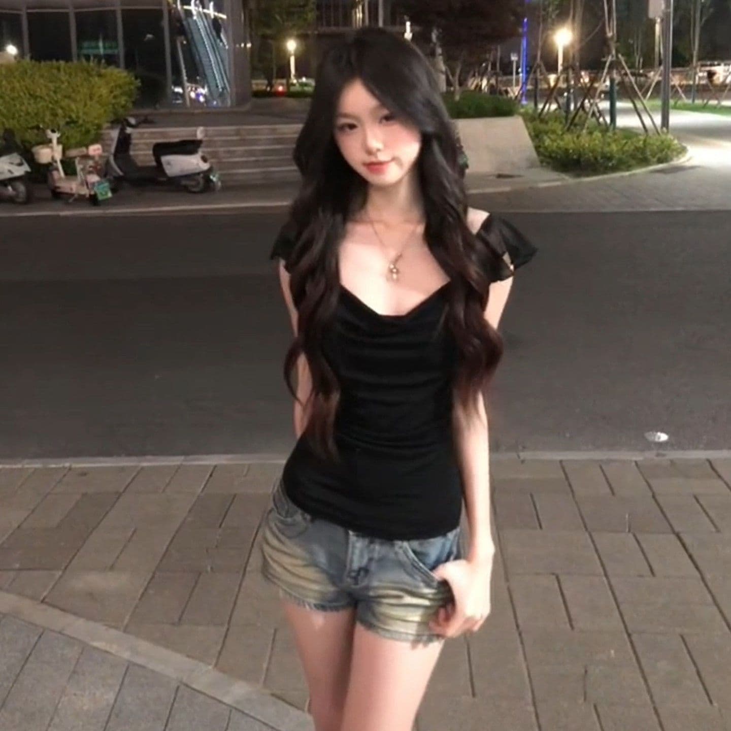 사람들 면 260 그램 순수한 욕망 바람 티셔츠 여성 여름 핫걸 망사 허리 수축 슬림해 보이는 디자인 센스 맨위 이미지 4