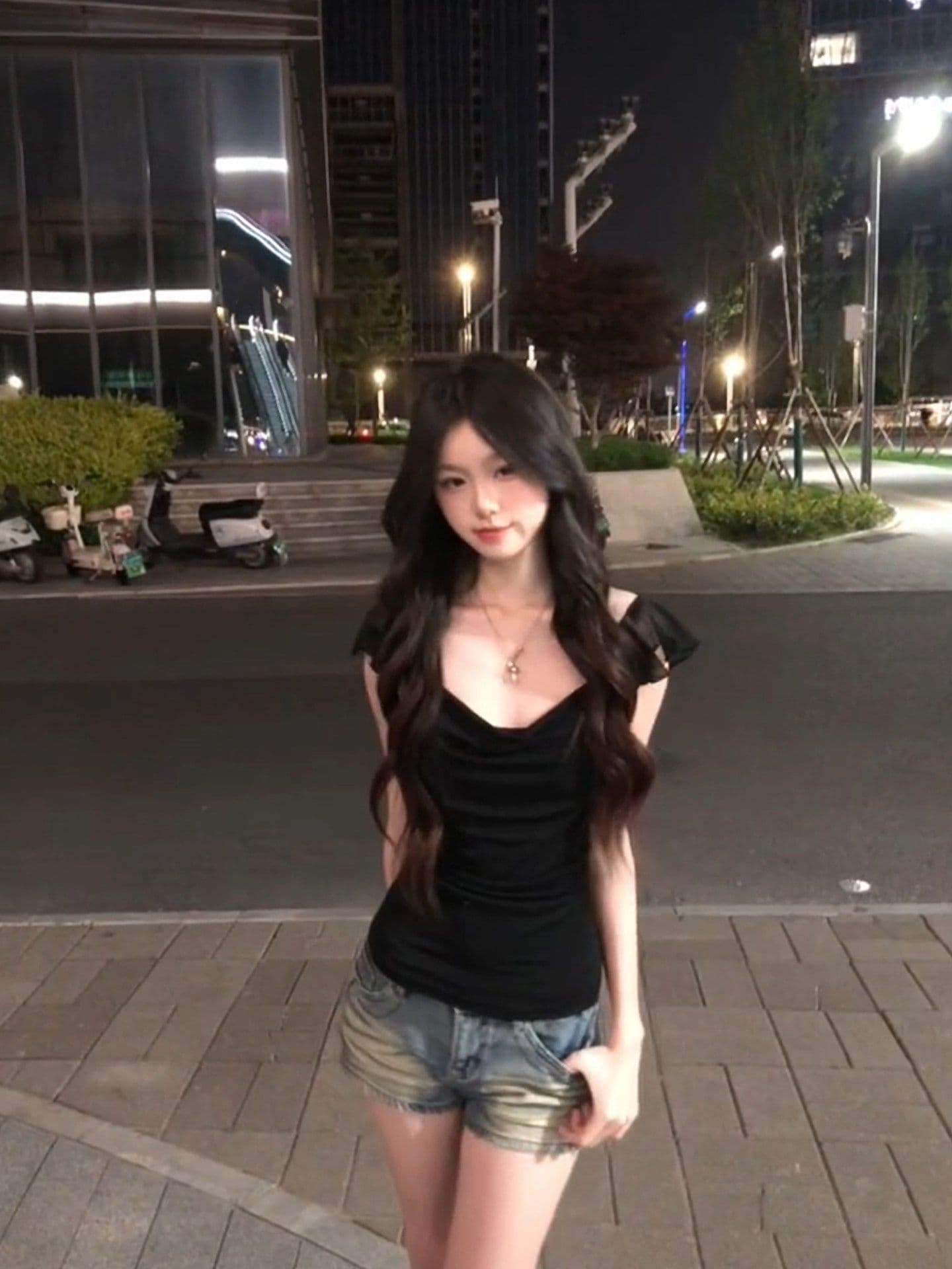 사람들 면 260 그램 순수한 욕망 바람 티셔츠 여성 여름 핫걸 망사 허리 수축 슬림해 보이는 디자인 센스 맨위 상세 이미지 2