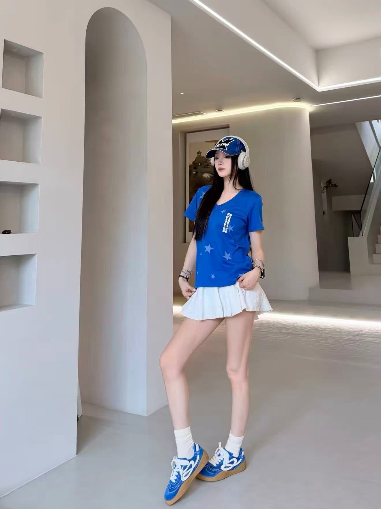 원본 것 아메리칸 레트로 형제 특별 바람 알파벳 프린트 V넥 반팔 티셔츠 여성 여름 루즈핏 맨위 상세 이미지 7