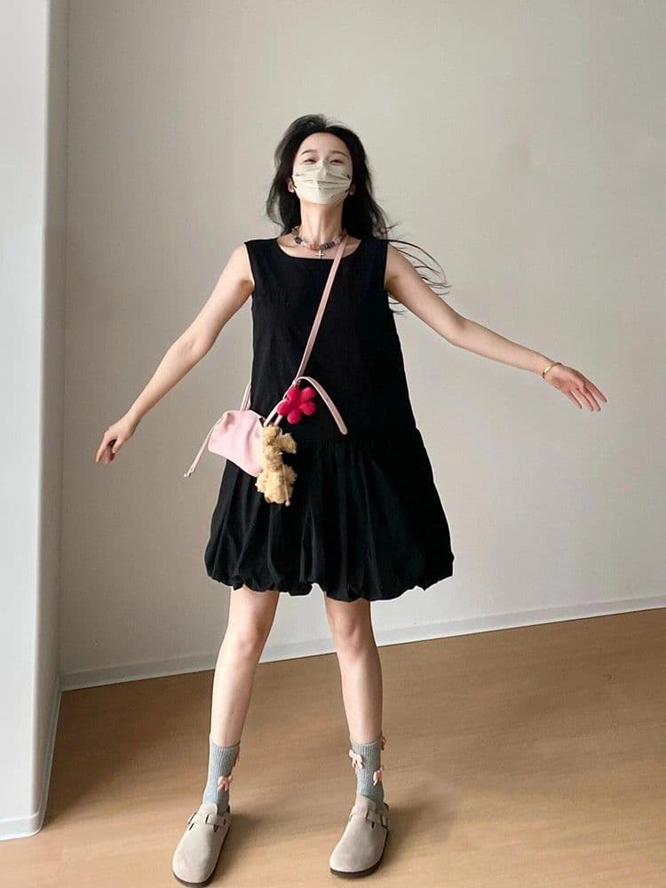 검정색 남쪽 법도 가짜 바람 드레스 2026 여름 새로운 그는 벤 바람 작은 검은 드레스 여성 짧은 허리 수축 작은 키 상세 이미지 5