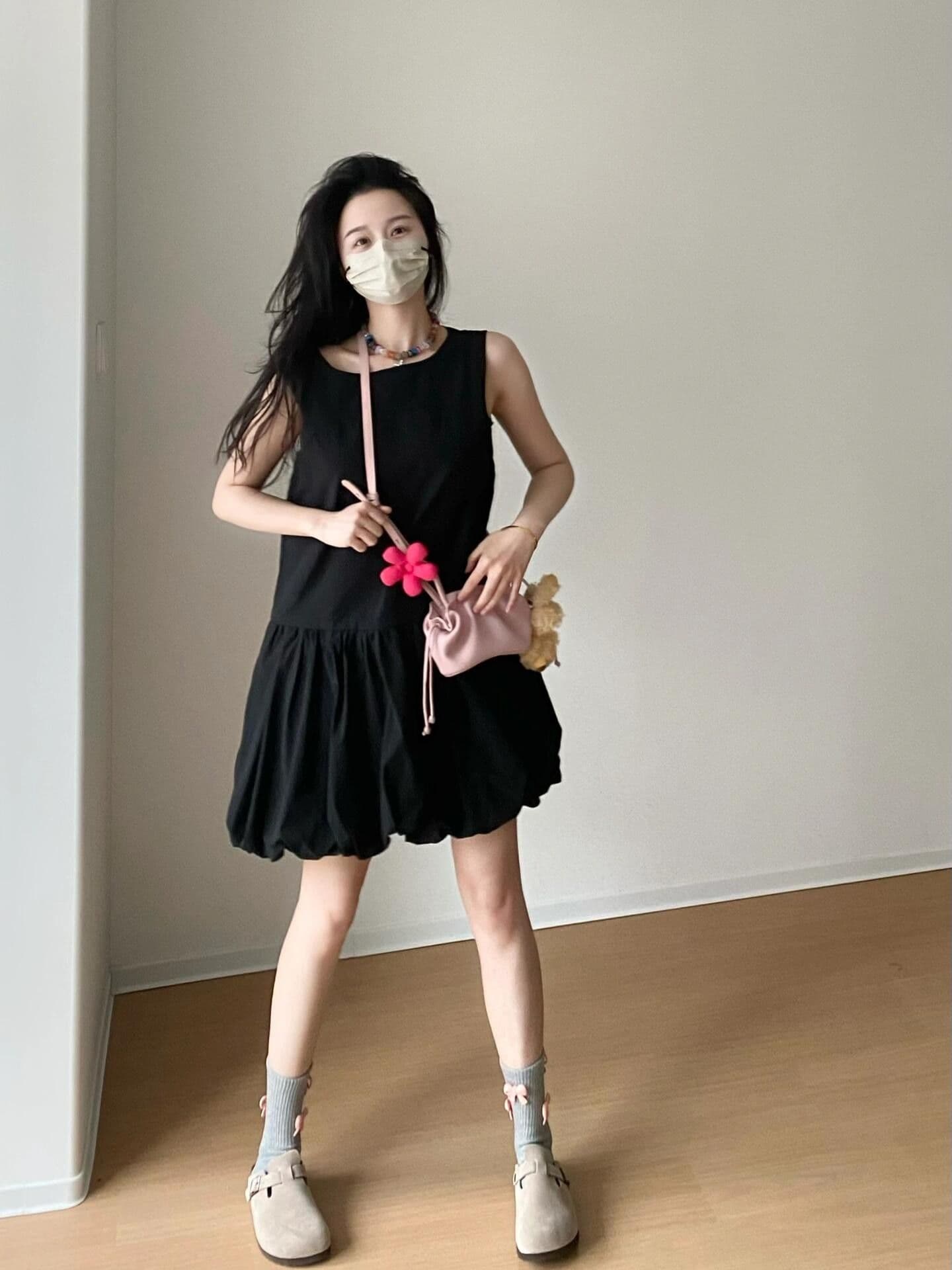 검정색 남쪽 법도 가짜 바람 드레스 2026 여름 새로운 그는 벤 바람 작은 검은 드레스 여성 짧은 허리 수축 작은 키 상세 이미지 7