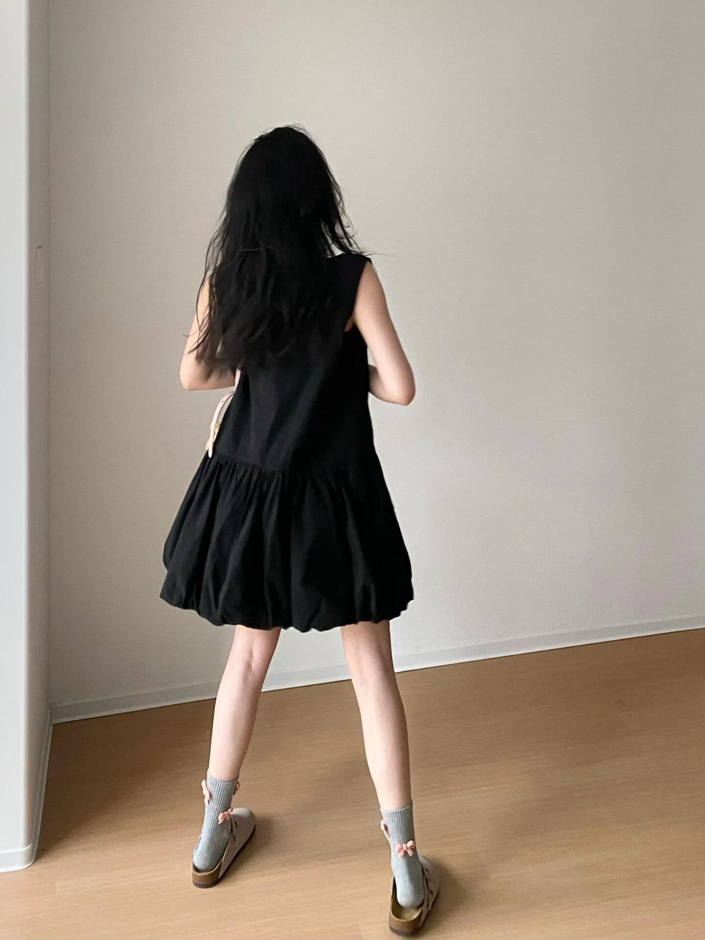검정색 남쪽 법도 가짜 바람 드레스 2026 여름 새로운 그는 벤 바람 작은 검은 드레스 여성 짧은 허리 수축 작은 키 상세 이미지 8