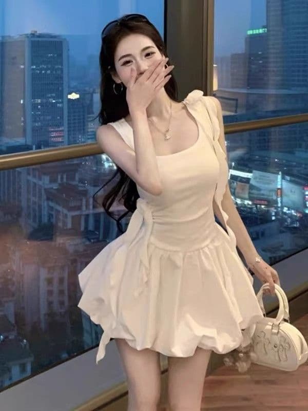 리본 조끼 원피스 여름 꽃밭 치마 상세 이미지 2