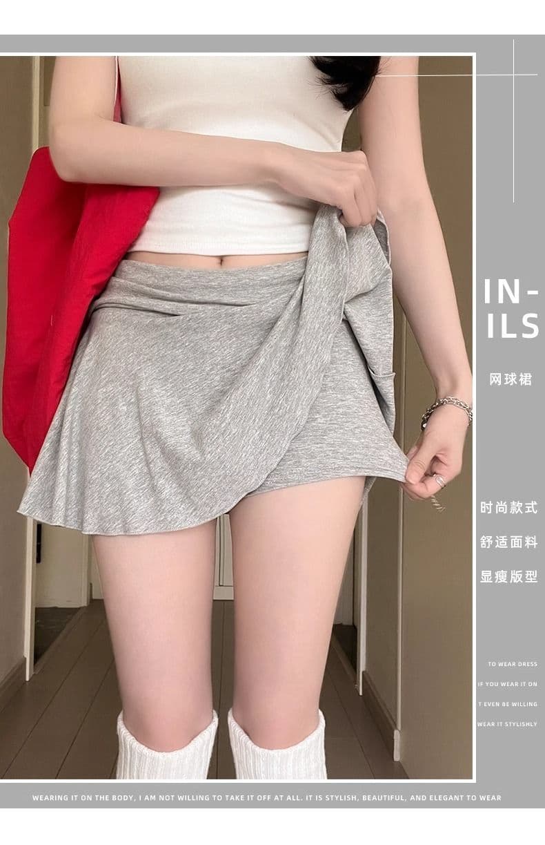 캐주얼 운동 미니 스커트 여성 여름 얇은 스타일 아메리칸 핫걸 노출 방지 루즈핏 다용도 반신 스커트 상세 이미지 3