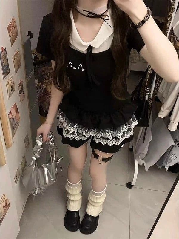 부드러운 바람 레이스 측면 퍼프 케이크 미니 스커트 여성 봄 새로운 작은 키 한 마디 반신 스커트 상세 이미지 5