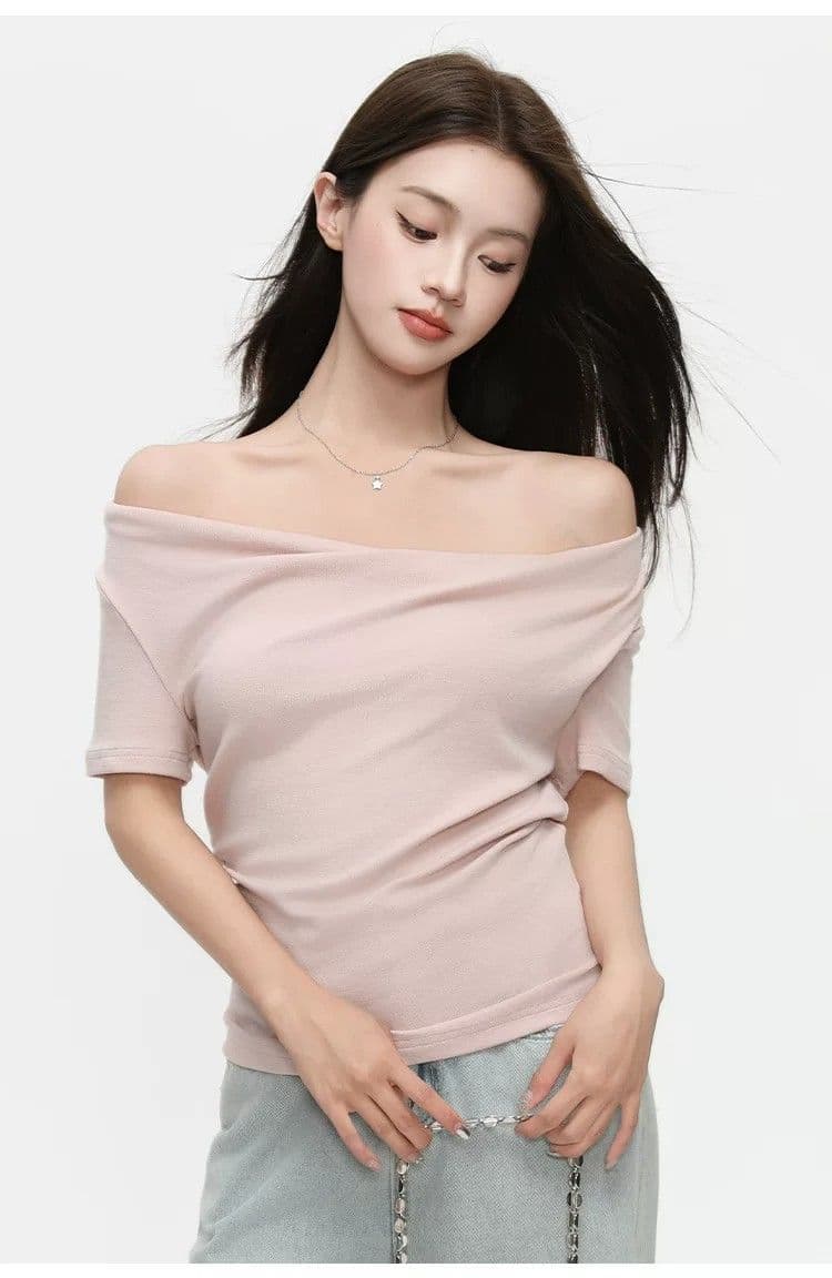 라이 경기 서울 주간 실크 불규칙 반소매 Chic 고유 한 디자인 센스 흔들다 칼라 셔츠 여성 여름 반팔 이미지 2
