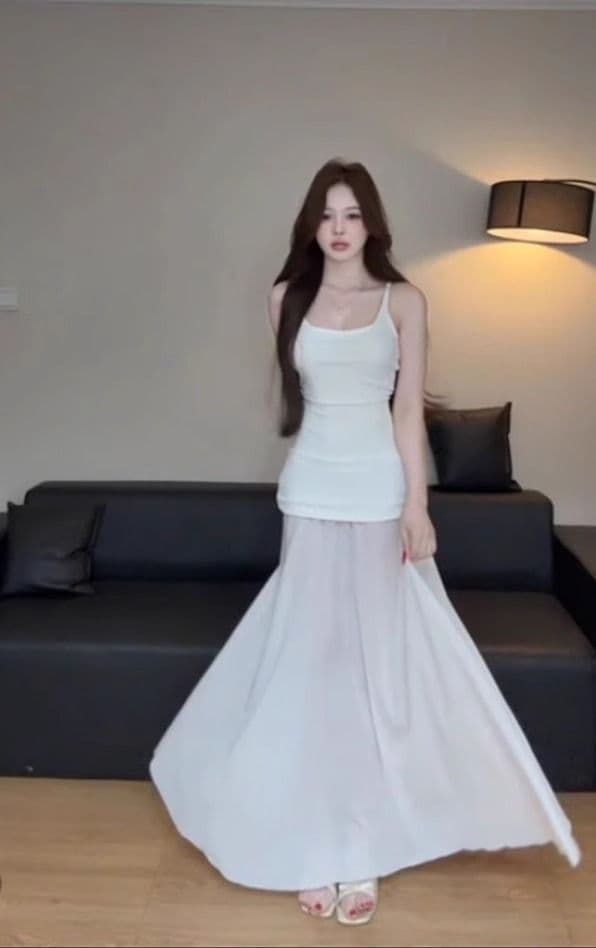 진짜 크기 예술 망사 패치워크 니트 슬립 드레스 여성 순수한 욕망 오프숄더 백리스 허리 수축 드레스 상세 이미지 4