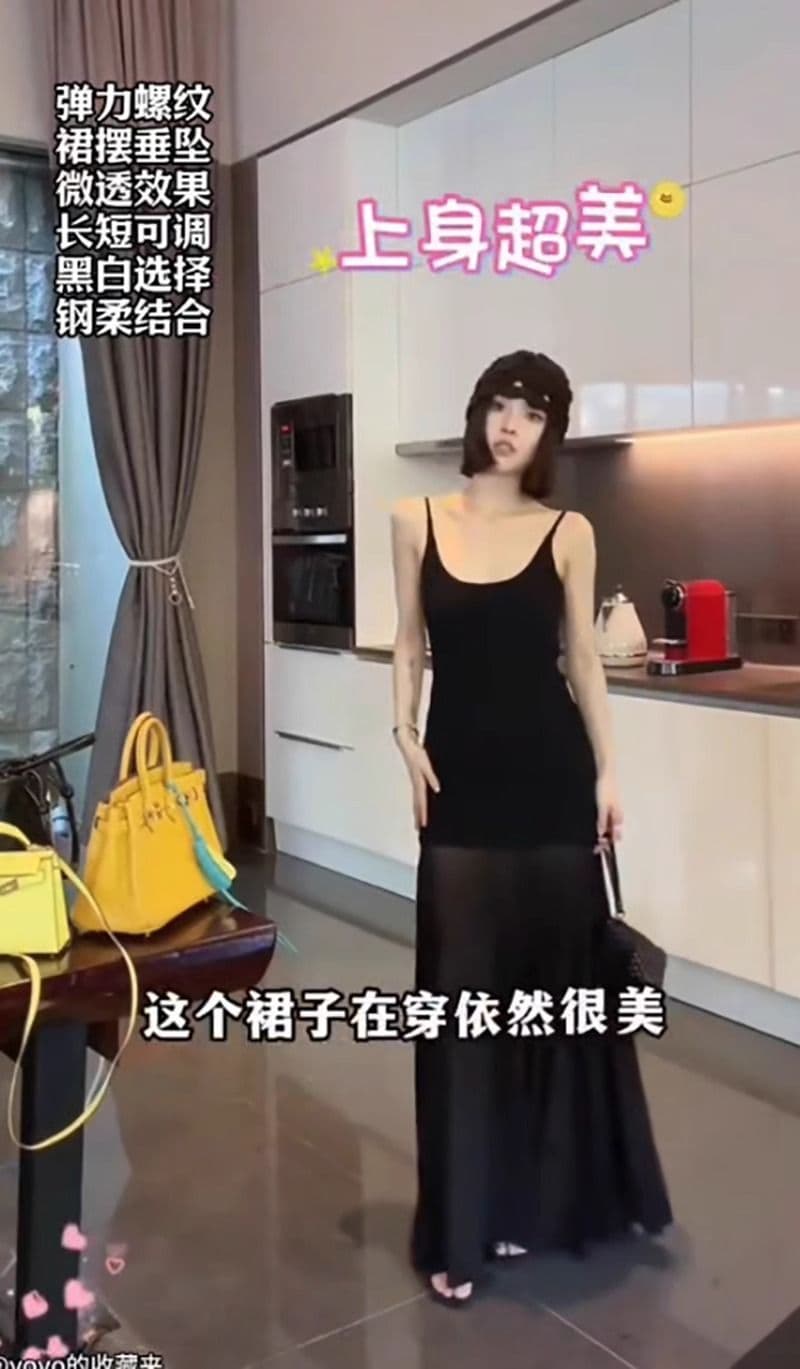 진짜 크기 예술 망사 패치워크 니트 슬립 드레스 여성 순수한 욕망 오프숄더 백리스 허리 수축 드레스 상세 이미지 24