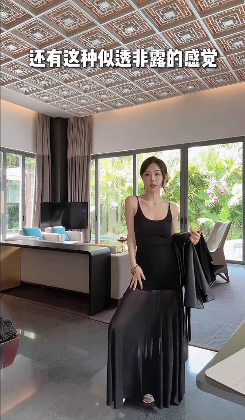 진짜 크기 예술 망사 패치워크 니트 슬립 드레스 여성 순수한 욕망 오프숄더 백리스 허리 수축 드레스 상세 이미지 26