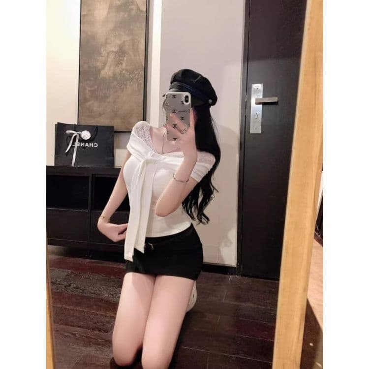 40 1 1 순면 여름 2026 새로운 몸매 가꾸기 패치워크 레이스 꽃 측 파대 가슴 패드 레이스업 민소매 맨위 이미지 2