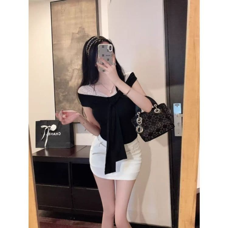 40 1 1 순면 여름 2026 새로운 몸매 가꾸기 패치워크 레이스 꽃 측 파대 가슴 패드 레이스업 민소매 맨위 상세 이미지 5